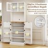 COSTWAY Küchenbuffet Küchenschrank mit Arbeitsplatte & Glastür, Holz, weiß Bild 4