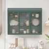 Flieks Wandschrank mit 3 Türen & 3 Ablagen - Glasschränke für Küche, Wohnzimmer & Badezimmer, Dunkelgrün Bild 2