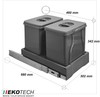 Ekotech Abfallsammler Auszug Mülleimer 2x 15 L Einbau-Abfalleimer ab 40cm Breite Bild 4