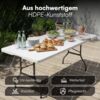 STEELSØN 'Zennar' Gartentisch für 8 Personen, zusammenklappbar, weiß, 180x74x74 cm, wetterfest, Klapptisch inkl. Tragegriff Bild 3