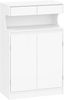 Badezimmerschrank, Badschrank, Aufbewahrungsschrank mit 2 Schubladen und 2 Türen, Küchenschrank, Kommode, Verstellbare Ablage, für Badezimmer, Zeichensaal, 30 × 60 × 90 cm, Weiß Bild 2
