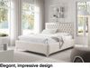 MEBLINI Polsterbett 180x200 mit Lattenrost ohne Matratze – ARONA SILVER – Beige Samt – Doppelbett mit Bettkasten - Stauraumbett - Kopfteil Bett mit Stauraum Bild 3