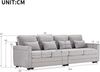 4-Sitzer Sofa B 264 x T 83 x H 87 cm aus Leinenstoff mit Armlehnentaschen Bild 5
