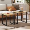 Couchtisch 2er-Set, B 60/50 x T 50 x H 60/54 cm, platzsparend stapelbar, Holzoptik mit Metallrahmen Bild 2