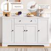 Merax Multifunktionales Küchenbuffet – 138 cm Sideboard mit Schublade, Regaltüren & verstellbaren Einlegeböden – Modernes Design mit Kippschutz, Weiß Bild 3