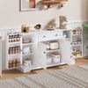 Merax Multifunktionales Küchenbuffet – 138 cm Sideboard mit Schublade, Regaltüren & verstellbaren Einlegeböden – Modernes Design mit Kippschutz, Weiß Bild 2