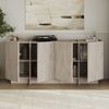 Modern Console Table, Travertine Color, 180 x 80 x 45 cm | 100% Melamine Coated Particle Board, 18 mm Thick | Features Soft-Close Hinges & Numerous Shelves | Stylish Addition to Any Home Décor Bild 4