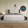 Merax Doppelbett mit Kabellosem Laden USB C& 4 Schubladen , Polsterbett Beleuchtung Bettgestell 160x200cm, Beige Samt (Ohne Matratze) Bild 2