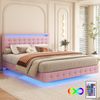 Polsterbett 140x200 cm schwebendes LED-Bett mit höhenverstellbarem Kopfteil,mit 24-Tasten-Fernbedienung und farbwechselndem Ambientelicht,Rosa Bild 1