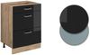 Küchenunterschrank R-Line Schwarz Hochglanz 60 cm AP Marmor Vicco Bild 5