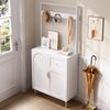 Merax Garderoben-Set mit Soft-Close-Türen, Flurgarderoben Set in Weiß mit Goldakzenten, (Garderobenständer Garderobenschrank Kompaktgarderobe, 1-St, 80 x 35 x 175,5 cm), Flurgarderobe mit Schuhschrank, Regal & verstellbaren Einlegeböden Bild 4