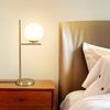 ZMH Tischlampe Wohnzimmer Modern Nachttischlampe - Tischleuchte Gold aus Weiß Glas E27 Fassung Industrial Nachttischleuchte Metall Design nachttischlampe mit Schalter für Schlafzimmer Büro Bild 3