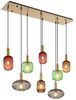 Pendelleuchte, messing, Glas mehrfarbig, H 125 cm Bild 1