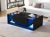 Couchtisch 100x50x31 cm, schwarz, mit Schublade, LED-Beleuchtung und gehärtetem Glas Bild 3
