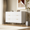 Sideboard 120x40x77 cm, 6 Schubladen, weiß mit goldenen Griffen und Beinen, modernes Wellendesign Bild 5