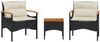 vidaXL 3-tlg. Garten-Sofagarnitur mit Kissen Schwarz Poly Rattan 368404 Bild 2
