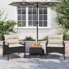 vidaXL 3-tlg. Garten-Sofagarnitur mit Kissen Schwarz Poly Rattan 368404 Bild 3