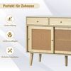 BlingBin Sideboard Kommode (1 St, Rattantür, Golden Metall Bügelgriff, Massivholzbeine), verstellbare Ablagen Bild 3