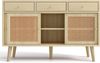BlingBin Sideboard Kommode (1 St, Rattantür, Golden Metall Bügelgriff, Massivholzbeine), verstellbare Ablagen Bild 5