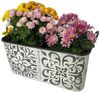 Online-Fuchs Blumentopf Zinkwanne mit Blumenmuster groß Pflanzkübel Kasten Metall (Vintage Silber/weiß), Maße großer Blumenkasten ca. 49 x 30 cm und 22 cm hoch Bild 4