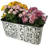 Online-Fuchs Blumentopf Zinkwanne mit Blumenmuster groß Pflanzkübel Kasten Metall (Vintage Silber/weiß), Maße großer Blumenkasten ca. 49 x 30 cm und 22 cm hoch Bild 5