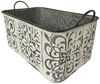 Online-Fuchs Blumentopf Zinkwanne mit Blumenmuster groß Pflanzkübel Kasten Metall (Vintage Silber/weiß), Maße großer Blumenkasten ca. 49 x 30 cm und 22 cm hoch Bild 2