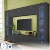 Dmora Ausgestattete Wand Bellizzi, 4-türiges TV-Ständer-Wohnzimmerset, Mehrzweck-Wohnzimmermöbel mit Vitrine und LED-Licht, 100 % Made in Italy, 260 x 30 x 180 cm, Anthrazit, Bild 4