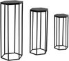 Beistelltisch 3er Set Mango Massivholz Metall Sechseckig Schwarz Wohnzimmer Bild 2