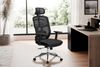Bürostuhl Schwarz Mesh-Bezug Schreibtischstuhl bis 120 kg mit Kopfstütze, Drehstuhl höhenverstellbar mit Lendenwirbelstütze, Stoff-Schreibtischsessel ergonomisch mit Wippfunktion Bild 3