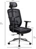 Bürostuhl Schwarz Mesh-Bezug Schreibtischstuhl bis 120 kg mit Kopfstütze, Drehstuhl höhenverstellbar mit Lendenwirbelstütze, Stoff-Schreibtischsessel ergonomisch mit Wippfunktion Bild 4