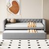 Polsterbett Ausziehbares Schlafsofa90*200 cm Mit Lattenrost, Multifunktionales Bett-G?stebett, Hautfreundlicher Samtstoff, Hellgrau (Matratze nicht enthalten) Bild 3