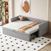 Polsterbett Ausziehbares Schlafsofa90*200 cm Mit Lattenrost, Multifunktionales Bett-G?stebett, Hautfreundlicher Samtstoff, Hellgrau (Matratze nicht enthalten) Bild 2
