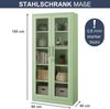 Vitrinenschrank abschließbar AMELIA - Glastüren, 5 Ebenen | Büroschrank aus Stahl Aktenschrank mit Glasfenster Metallschrank Mehrzweckschrank, 185x90x40cm Pastellgrün Bild 2