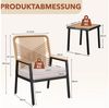 TLGREEN Gartenstuhl Eisen-Rattan Gartensessel,verbreiterter Sitz, (Balkonstühle Metall und Rattan, mit 8 cm dicken Sitzkissen, 3 St), 160 kg Belastbar für Terrasse, Garten und Veranda Bild 3
