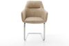 Delife Freischwinger Pejo-Flex, Mikrofaser, Edelstahl, Taschenfederkern, Beige Vintage, 58x64x85 cm Bild 2