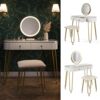 Schminktisch Grace Weiß Hochglanz 100 cm mit LED Beleuchtung und Hocker Vicco Bild 2