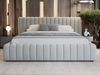 GRAINGOLD Bliss Polsterbett 200x200, Doppelbett, Bett mit Kopfteil, Bettkasten, Velour-Stoff, Hellgrau Bild 4