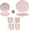 Ossia 6tlg Tearose rosa Frühstücksset Steingut Teller Kaffee-Becher Müsli-Schale Bild 4
