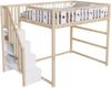 Novelux Kinderhochbett 140x200 mit Treppe & Regal – Massivholz Spielbett Weiß/Natur, Stern-Mond-Design, Rausfallschutz, 150kg Belastbarkeit Bild 5