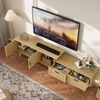 PXloue Lowboard TV-Schrank mit Viel Stauraum (Türen und 2 Schublade), Breite 169 cm (Holzfarbe) Rattan-TV-Schrank Bild 2