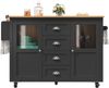 Kücheninsel Küchenschrank Buffetschrank ausziehbarer Küchenwagen mit Rollen Handtuchhalter Gewürzregal verstellbaren Einlegeböden zwei Türen vier Schubladen weiß/schwarz 120 x 73 x 93 cm Bild 5