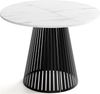 WFL GROUP Esstisch Naro Black ausziehbar rund mit schwarzen Lamellen, Metallbeinen (MADE IN EU, erhältlich in 2 Größen – 100/120 cm, ausziehbar auf 180/200 cm), platzsparender Tisch mit Lamellen für Küche, Esszimmer oder Wohnzimmer Bild 5