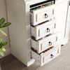 Hochschrank mit Kippschutz und seitlichem Snack-Rack, Soft-Close , Standschrank für Küche mit 4 Schubladen und verstellbaren Böden, Schrank mit einzigartigem Griff, Weiß Bild 4