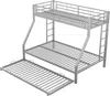 Etagenbett mit 2 Schlafgelegenheiten, Ausziehbett, Leiter und Rausfallschutz, 90x200 cm/140x200 cm, Kinderbett, Metallbett Bild 5
