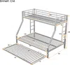 Etagenbett mit 2 Schlafgelegenheiten, Ausziehbett, Leiter und Rausfallschutz, 90x200 cm/140x200 cm, Kinderbett, Metallbett Bild 4