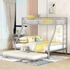 Etagenbett mit 2 Schlafgelegenheiten, Ausziehbett, Leiter und Rausfallschutz, 90x200 cm/140x200 cm, Kinderbett, Metallbett Bild 3