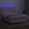 vidaXL Boxspringbett mit Matratze & LED Stoff Creme 140x200 cm, Härtegrad: H2 [3138322] Bild 3