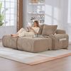 Modulares Cordsofa für 2 Personen (mit 2 Hockern), Getränkehalter, Tasche, Khaki Bild 2