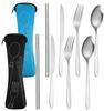 Mutig Besteck-Set 10 Stück Besteck-Set mit tragbarer Tasche, Edelstahl-Besteck, 2 Personen, Gabel Set Feldbesteck Messer für Outdoor, Reisen, Picknick, Schule Bild 1