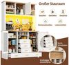 i@home Hochschrank Aufbewahrungsschrank 120x40x188cm,4 Türen, mit LED, 6 Schubladen & 3 Türen, Weiß Bild 2